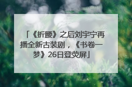 《折腰》之后刘宇宁再播全新古装剧，《书卷一梦》26日登荧屏