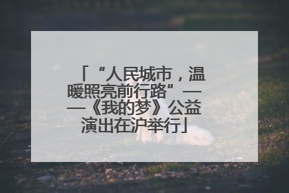 “人民城市，温暖照亮前行路”——《我的梦》公益演出在沪举行