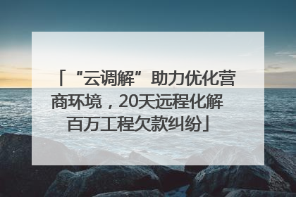 “云调解”助力优化营商环境，20天远程化解百万工程欠款纠纷