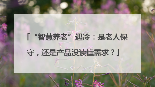 “智慧养老”遇冷：是老人保守，还是产品没读懂需求？