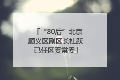 “80后”北京顺义区副区长杜跃已任区委常委