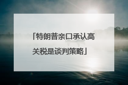 特朗普亲口承认高关税是谈判策略