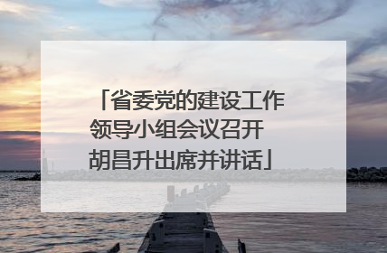 省委党的建设工作领导小组会议召开 胡昌升出席并讲话