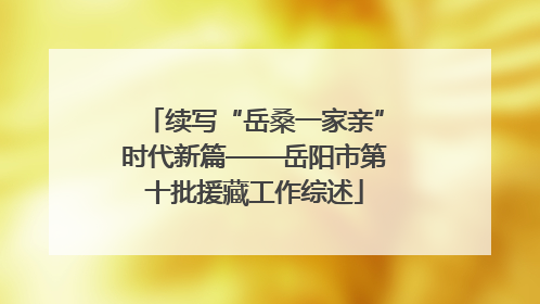 续写“岳桑一家亲”时代新篇——岳阳市第十批援藏工作综述