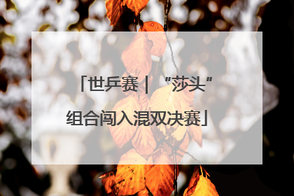 世乒赛｜“莎头”组合闯入混双决赛