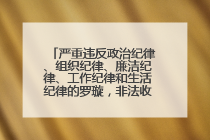 严重违反政治纪律、组织纪律、廉洁纪律、工作纪律和生活纪律的罗璇，非法收受他人巨额财物