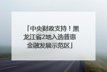中央财政支持！黑龙江省2地入选普惠金融发展示范区