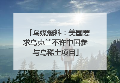 乌媒爆料：美国要求乌克兰不许中国参与乌稀土项目