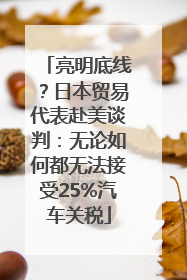 亮明底线？日本贸易代表赴美谈判：无论如何都无法接受25%汽车关税