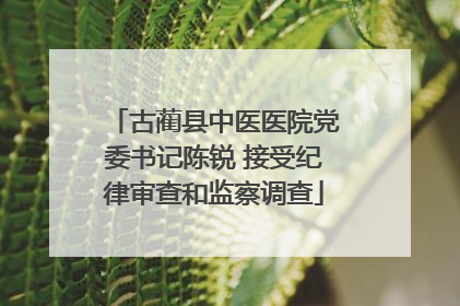 古蔺县中医医院党委书记陈锐 接受纪律审查和监察调查