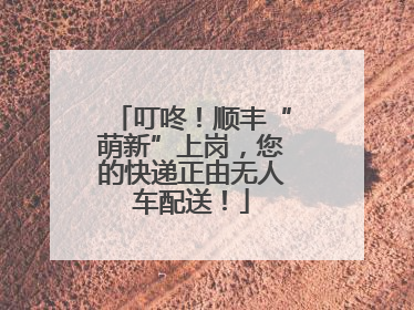 叮咚！顺丰“萌新”上岗，您的快递正由无人车配送！