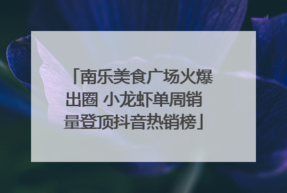 南乐美食广场火爆出圈 小龙虾单周销量登顶抖音热销榜