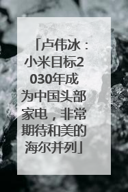 卢伟冰：小米目标2030年成为中国头部家电，非常期待和美的海尔并列