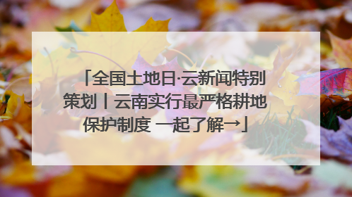 全国土地日·云新闻特别策划丨云南实行最严格耕地保护制度 一起了解→