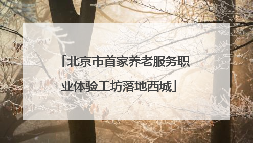 北京市首家养老服务职业体验工坊落地西城