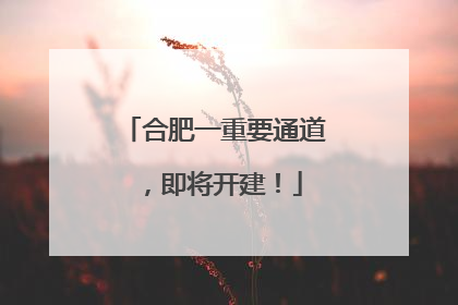 合肥一重要通道，即将开建！