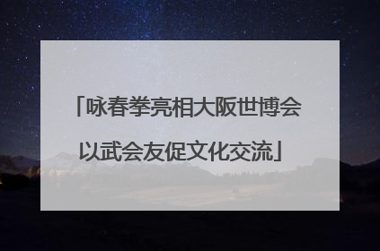 咏春拳亮相大阪世博会 以武会友促文化交流