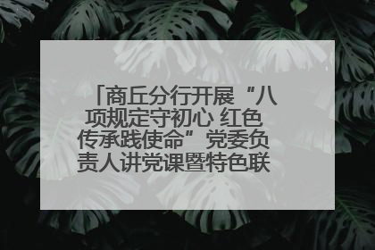商丘分行开展“八项规定守初心 红色传承践使命”党委负责人讲党课暨特色联合党建活动