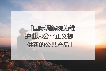 国际调解院为维护世界公平正义提供新的公共产品