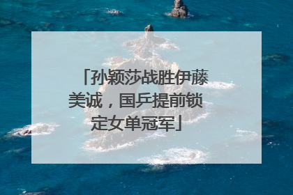 孙颖莎战胜伊藤美诚，国乒提前锁定女单冠军