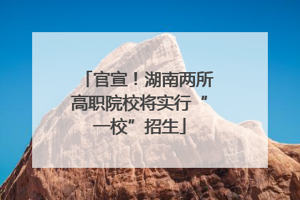 官宣！湖南两所高职院校将实行“一校”招生