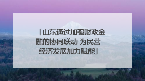山东通过加强财政金融的协同联动 为民营经济发展加力赋能