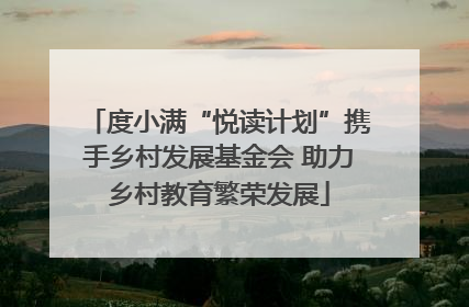 度小满“悦读计划”携手乡村发展基金会 助力乡村教育繁荣发展
