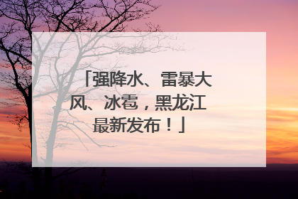 强降水、雷暴大风、冰雹，黑龙江最新发布！