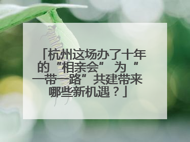杭州这场办了十年的“相亲会” 为“一带一路”共建带来哪些新机遇？