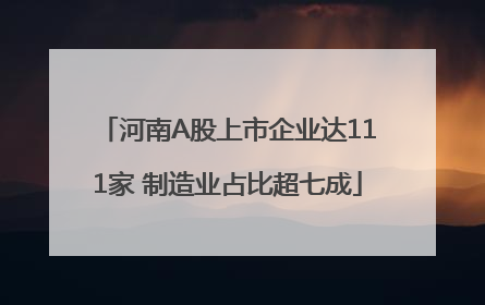 河南A股上市企业达111家 制造业占比超七成