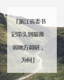 浙江省委书记带头到最薄弱地方调研，为何