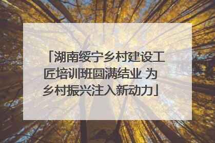 湖南绥宁乡村建设工匠培训班圆满结业 为乡村振兴注入新动力