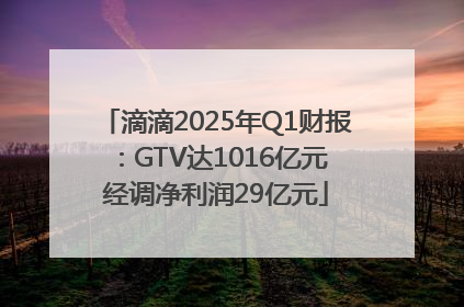 滴滴2025年Q1财报：GTV达1016亿元 经调净利润29亿元