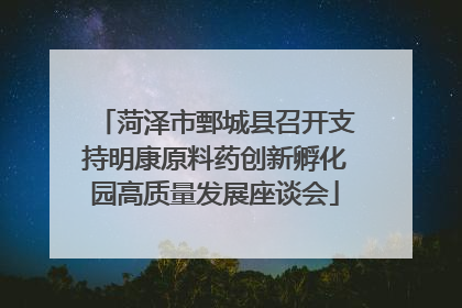 菏泽市鄄城县召开支持明康原料药创新孵化园高质量发展座谈会
