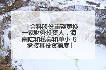 金科股份重整更换一家财务投资人，海南陆和私募和单小飞承接其投资额度