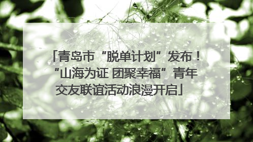 青岛市“脱单计划”发布！“山海为证 团聚幸福”青年交友联谊活动浪漫开启
