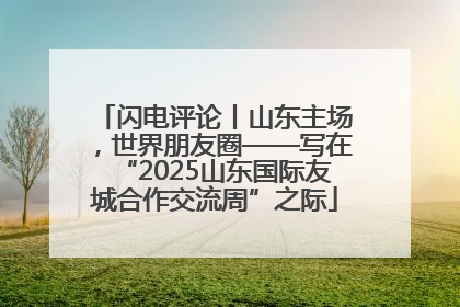 闪电评论丨山东主场，世界朋友圈——写在“2025山东国际友城合作交流周”之际