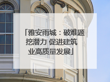 雅安雨城：破难题 挖潜力 促进建筑业高质量发展
