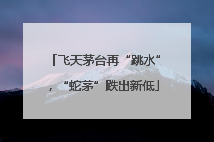 飞天茅台再“跳水”，“蛇茅”跌出新低