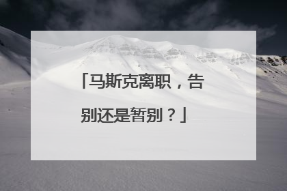 马斯克离职，告别还是暂别？