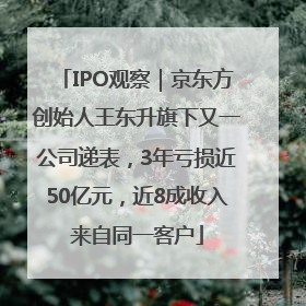 IPO观察｜京东方创始人王东升旗下又一公司递表，3年亏损近50亿元，近8成收入来自同一客户